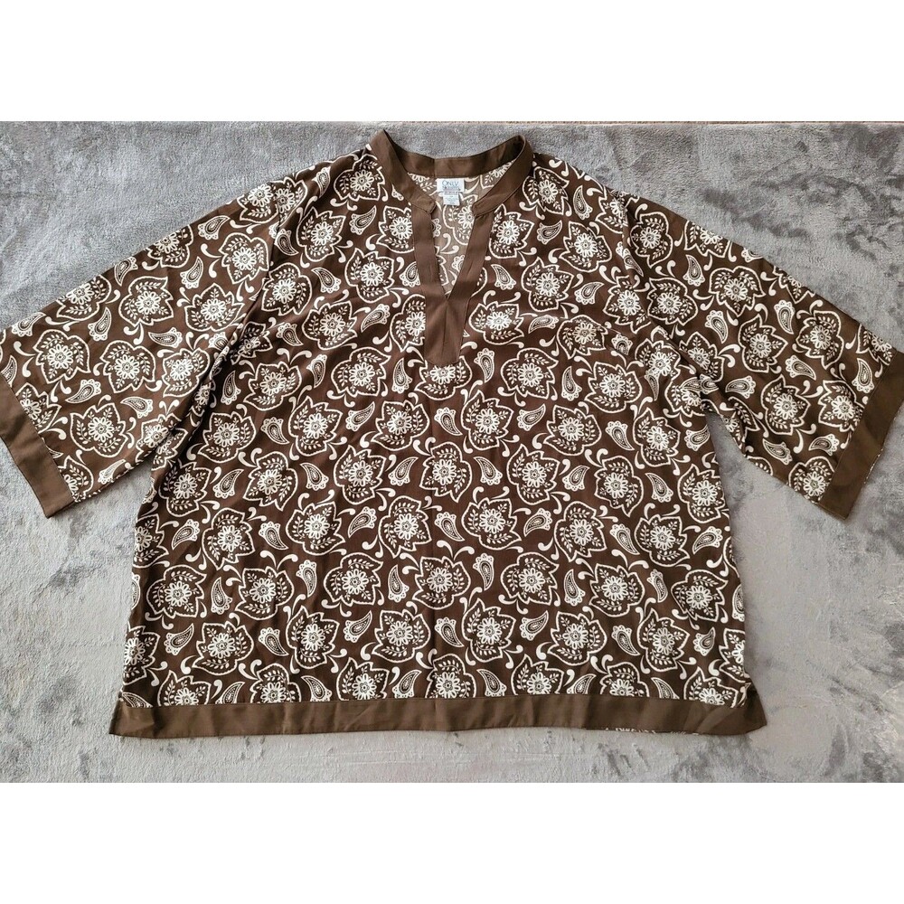Only Necessities Blouse Womens Size 5x Brown  White